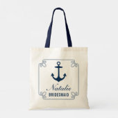 Elegante Navy Nautical Wedding Bridesmaid Tragetasche (Rückseite)