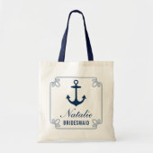 Elegante Navy Nautical Wedding Bridesmaid Tragetasche (Vorne)