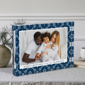 Elegante Navy Nordic Snowflake Muster Weihnachten Fotoblock