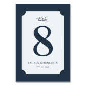 Elegante Navy Nummer Acht Tischnummer (Rückseite)