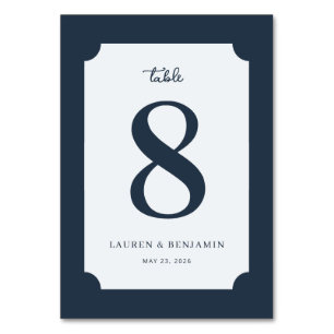 Elegante Navy Nummer Acht Tischnummer