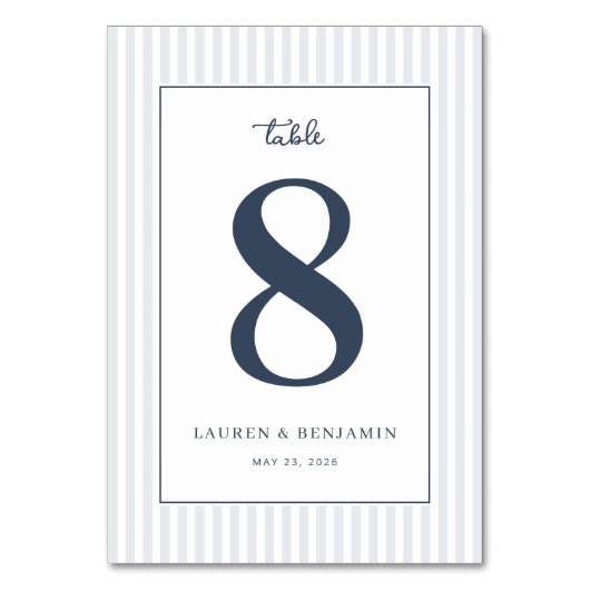 Elegante Navy Nummer Acht Tischnummer (Vorderseite)
