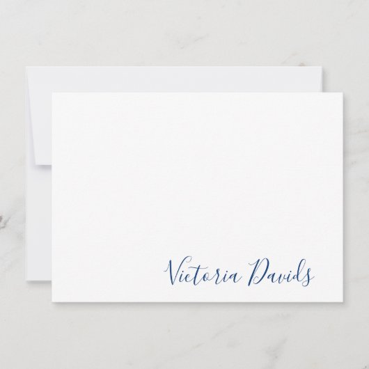 Elegante Navy Personalisiert Signature Script Mitteilungskarte (Vorderseite)