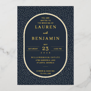 Elegante Navy Punkte Folieneinladung