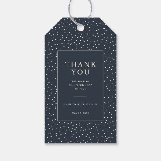 Elegante Navy-Punktmuster Geschenkanhänger (Vorderseite)