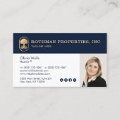 Elegante Navy Real Anwesen Agent Foto Business Car Visitenkarte (Vorderseite)