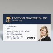 Elegante Navy Real Anwesen Agent Foto Business Car Visitenkarte