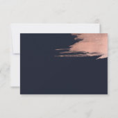 Elegante Navy Rose Gold Einfache Moderne Hochzeit RSVP Karte (Rückseite)