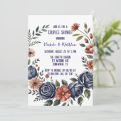 Elegante Navy Rose und Terracotta Couples Dusche Einladung (Stehend Vorderseite)