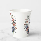 Elegante Navy Rose und Terracotta Florals Wedding Pappbecher (Links)