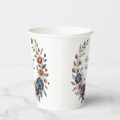Elegante Navy Rose und Terracotta Florals Wedding Pappbecher (Rechts)