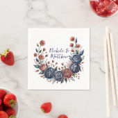 Elegante Navy Rose und Terracotta Florals Wedding Serviette (Beispiel)