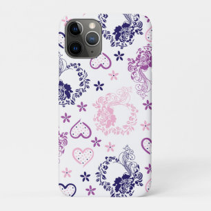 Elegante Navy-Rosen-Kranz- und rosa Herzen-iPad-Hü Case-Mate iPhone Hülle