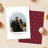 Elegante Navy-Rot-Tartan-Karobogen-Familienfoto