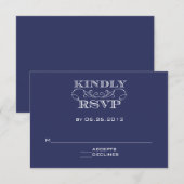 Elegante Navy RSVP Card Karte (Vorne/Hinten)