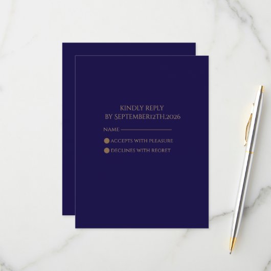Elegante Navy RSVP-Karte RSVP Karte (Vorderseite/Rückseite Beispiel)