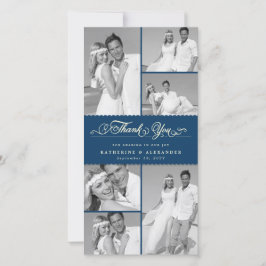 Elegante Navy-Scalloped Band 6 Foto Chic Wedding Dankeskarte