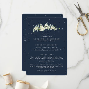 Elegante Navy-Schneebeere+Eukalyptus-Stiel-Hochzei Programm