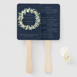 Elegante Navy-Schneebeeren+Eukalyptus Winterhochze Fächer