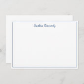 Elegante Navy Script Border Personalisiert Mitteilungskarte (Vorne/Hinten)