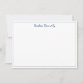 Elegante Navy Script Border Personalisiert Mitteilungskarte (Vorderseite)