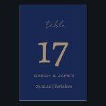 Elegante Navy Script Custom Tischnummer Card<br><div class="desc">Elegante Navy Script Personalisiert Tischnummer Card</div>