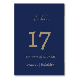 Elegante Navy Script Custom Tischnummer Card