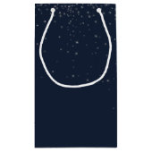 Elegante Navy & Silver Falling Stars Gastgeschenk Kleine Geschenktüte (Rückseite)