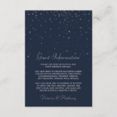 Elegante Navy & Silver Falling Stars Hochzeitsdeta Begleitkarte (Vorderseite)