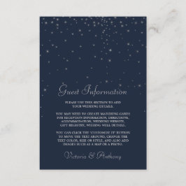 Elegante Navy & Silver Falling Stars Hochzeitsdeta Begleitkarte