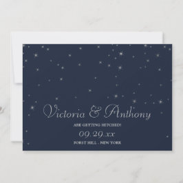 Elegante Navy & Silver Falling Stars Save the Date