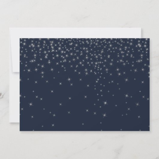 Elegante Navy & Silver Falling Stars Save the Date (Rückseite)