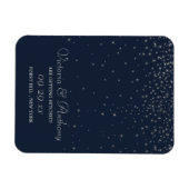 Elegante Navy & Silver Falling Stars Save the Date Magnet (Horizontal)