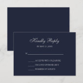 Elegante Navy & Silver Script RSVP Cards Karte (Vorne/Hinten)