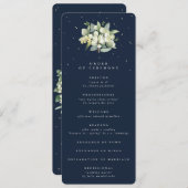 Elegante Navy Snowberry+Eucalyptus Bouquet Wedding Programm (Vorne/Hinten)