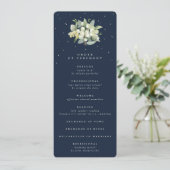 Elegante Navy Snowberry+Eucalyptus Bouquet Wedding Programm (Stehend Vorderseite)