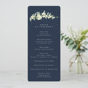 Elegante Navy Snowberry+Eucalyptus Stem Wedding Programm