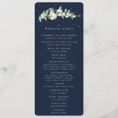 Elegante Navy Snowberry+Eucalyptus Stem Wedding Programm (Rückseite)