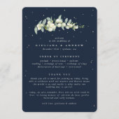 Elegante Navy Snowberry+Eucalyptus Stem Wedding Programm (Vorderseite)