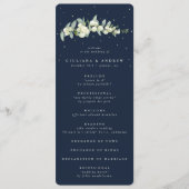 Elegante Navy Snowberry+Eucalyptus Stem Wedding Programm (Vorderseite)