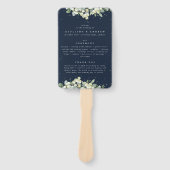 Elegante Navy Snowberry+Eucalyptus Winter Wedding Fächer (Vorderseite)