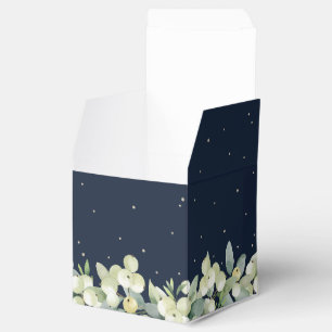 Elegante Navy Snowberry+Eucalyptus Winter Wedding Geschenkschachtel