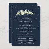 Elegante Navy Snowberry+Eucalyptus Winter Wedding Programm (Vorne/Hinten)