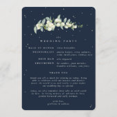 Elegante Navy Snowberry+Eucalyptus Winter Wedding Programm (Rückseite)