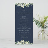 Elegante Navy Snowberry+Eucalyptus Winter Wedding Programm (Stehend Vorderseite)