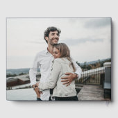 Elegante Navy Snowberry+Eucalyptus Wreath Wedding Gästebuch (Rückseite)