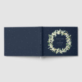 Elegante Navy Snowberry+Eucalyptus Wreath Wedding Gästebuch (Voll)