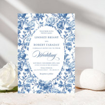 Elegante Navy Toile de Jouy Rosen Hochzeit 