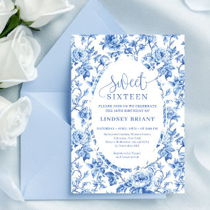 Elegante Navy-Toile-Rosen Digitale Geburtstagseinl Einladung