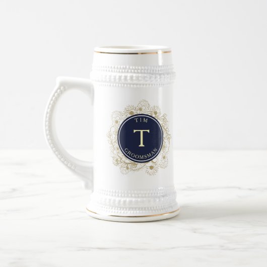 Elegante Navy-Trauzeugen Bierglas (Links)